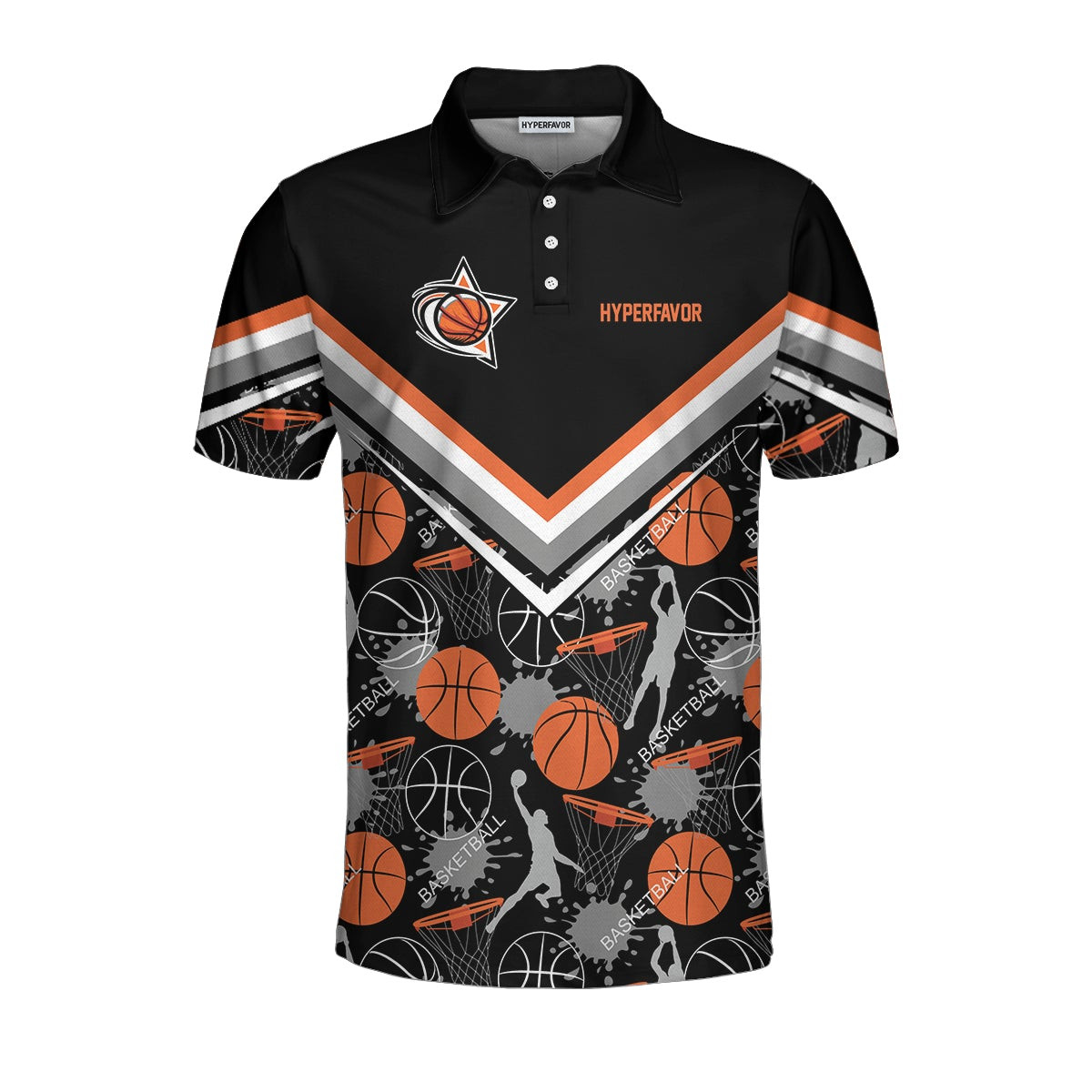 Basketball Pattern Polo Shirt Black Basketball Polo Style Shirt For Basketball Lovers Basketball Gift