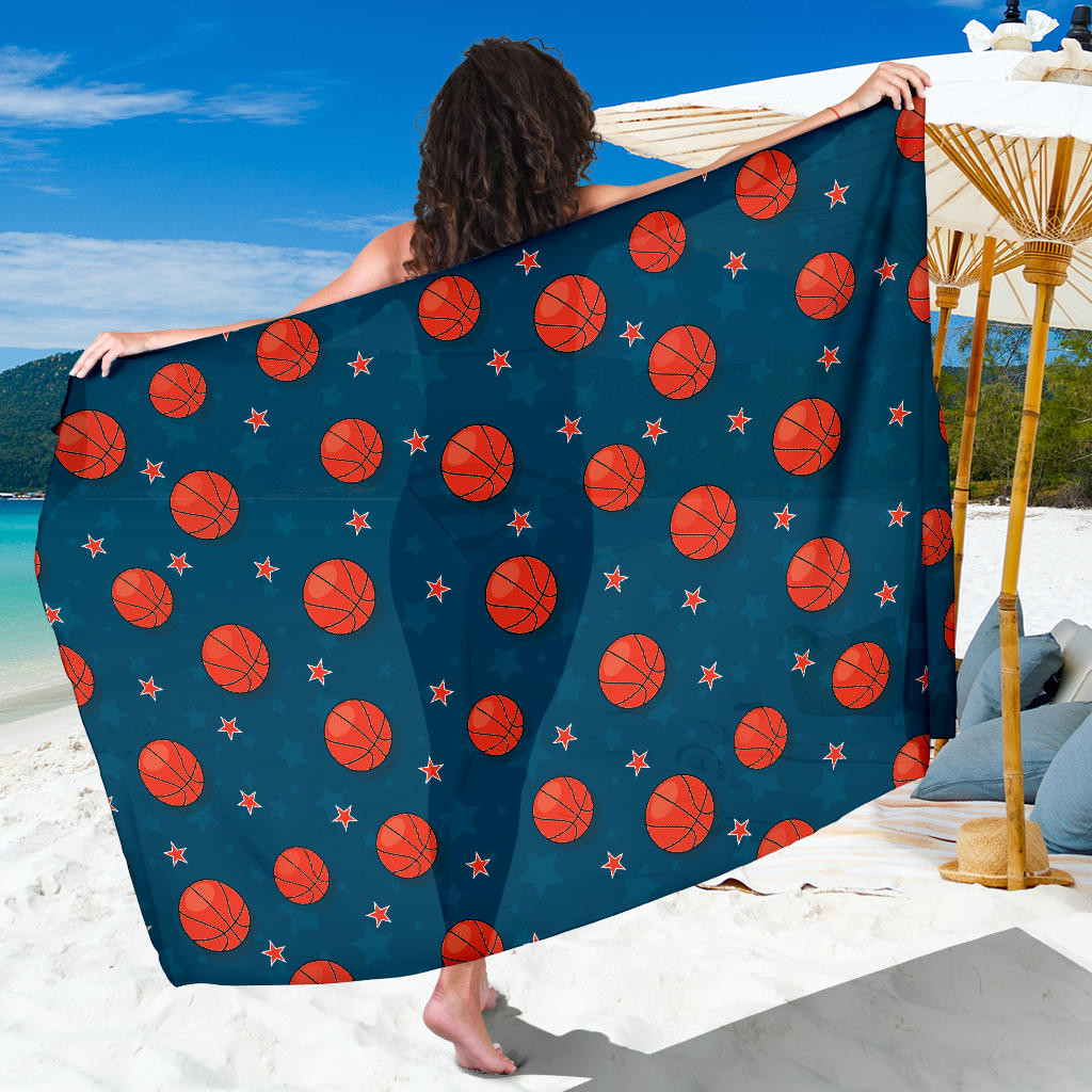 Basketball Pattern Print Sarong Cover Up Basketball Pareo Wrap Skirt Dress