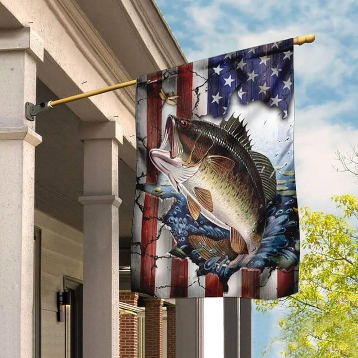 Bass Fishing American Flag Garden Flag House Flag