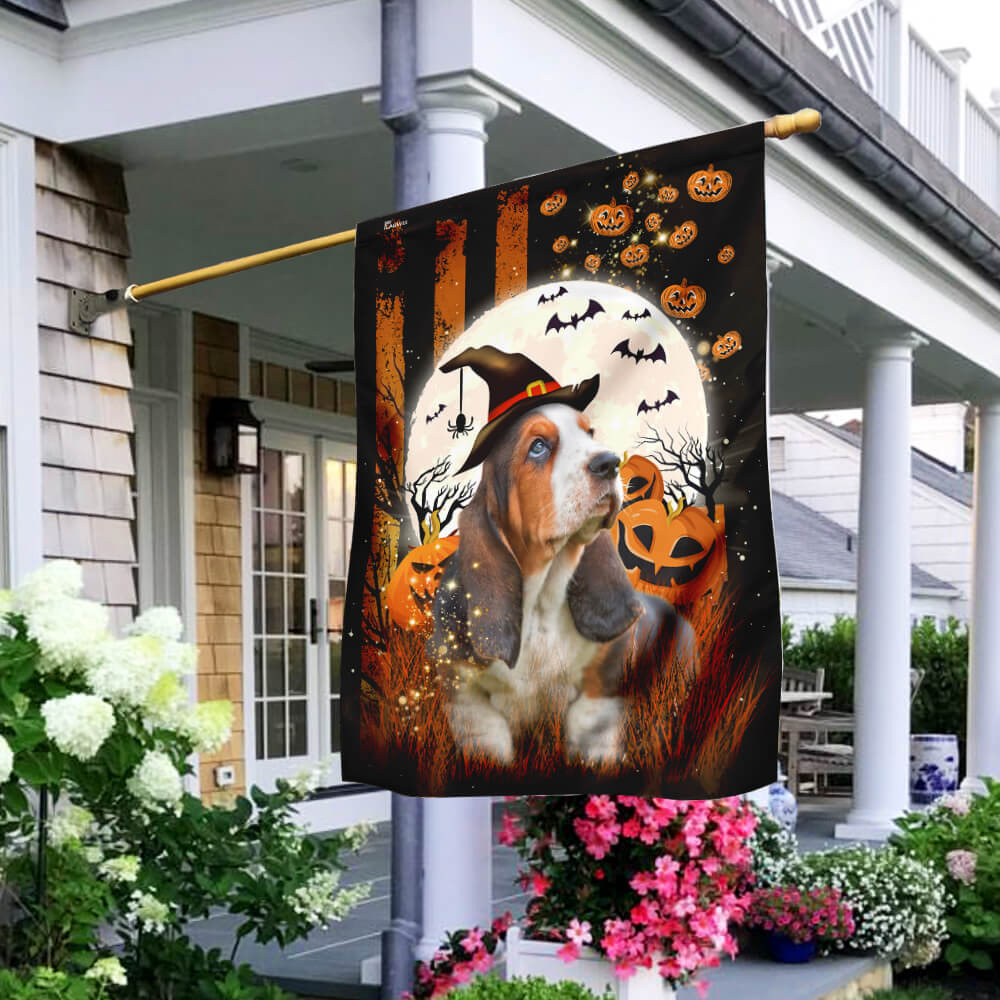 Basset Hound Happy Halloween Flag Halloween Outdoor Decor Fall Yard House Decoration