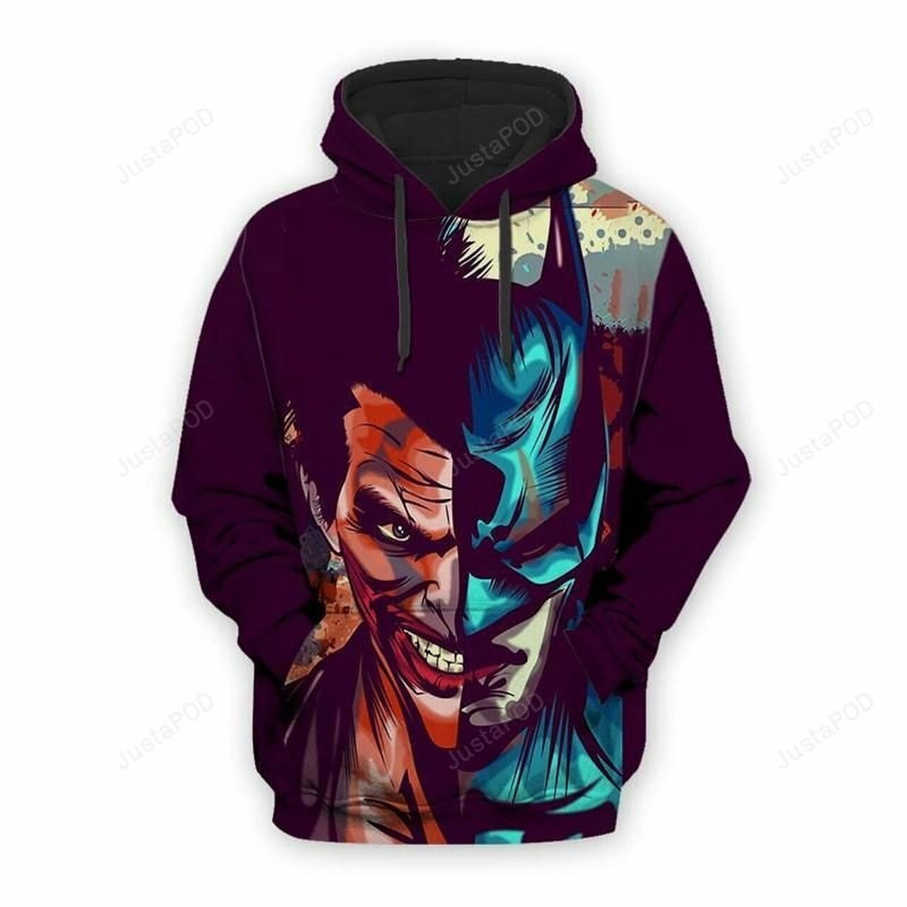 Batman Joker Face Off Color Crossover Comics 3d All Over Print Hoodie