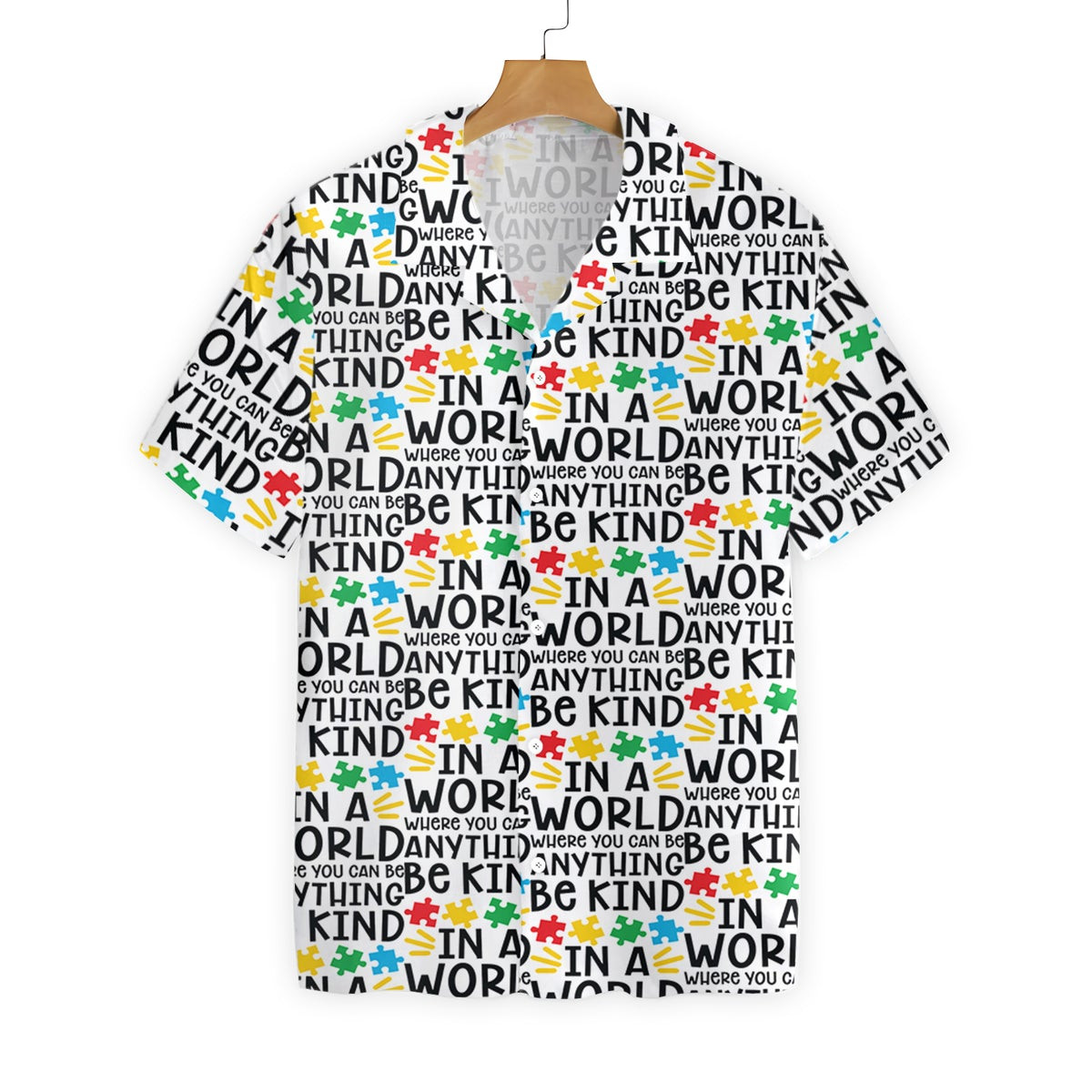 Be Kind Autism Multicolor Puzzle Hawaiian Shirt