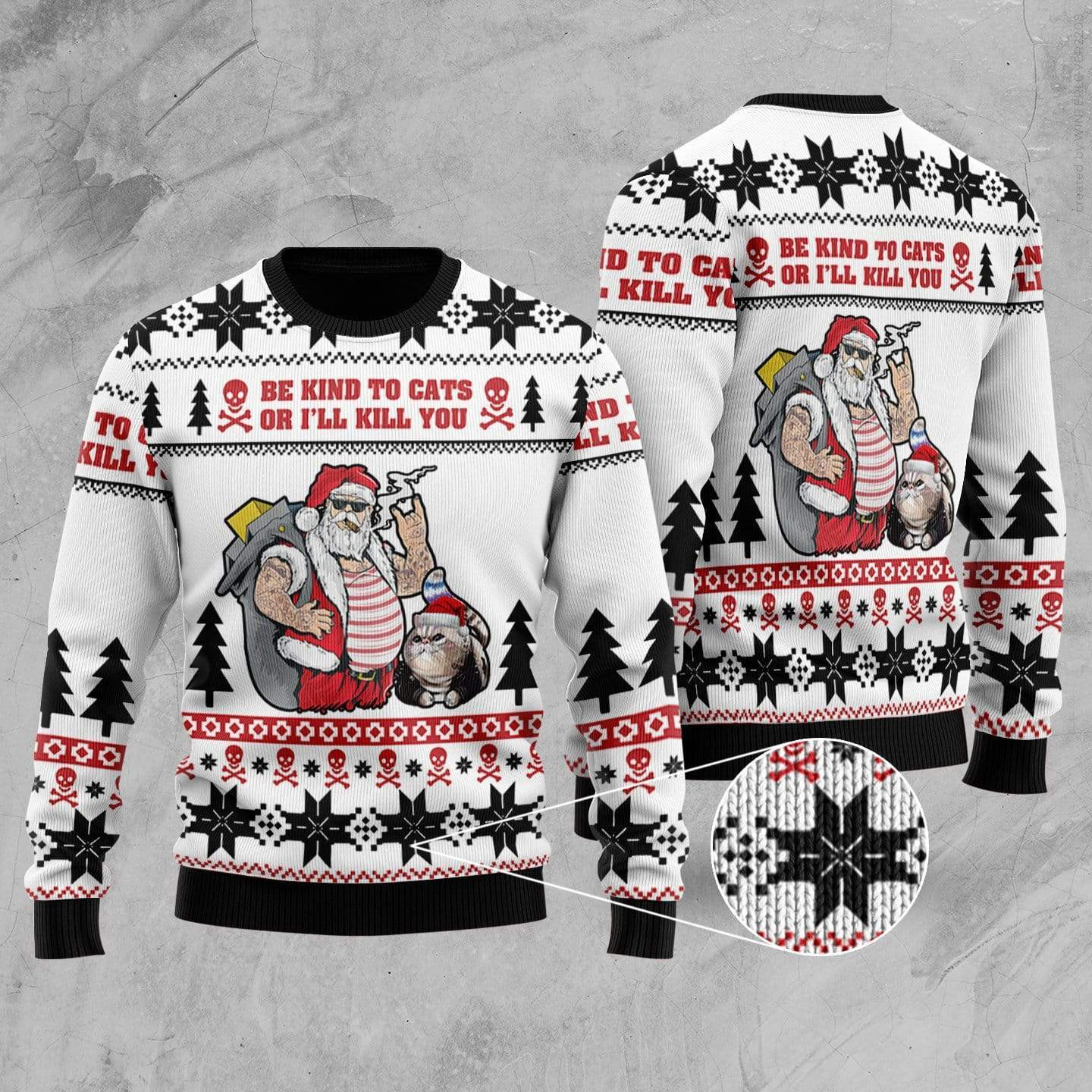 Be Kind To Cats Ugly Christmas Sweater