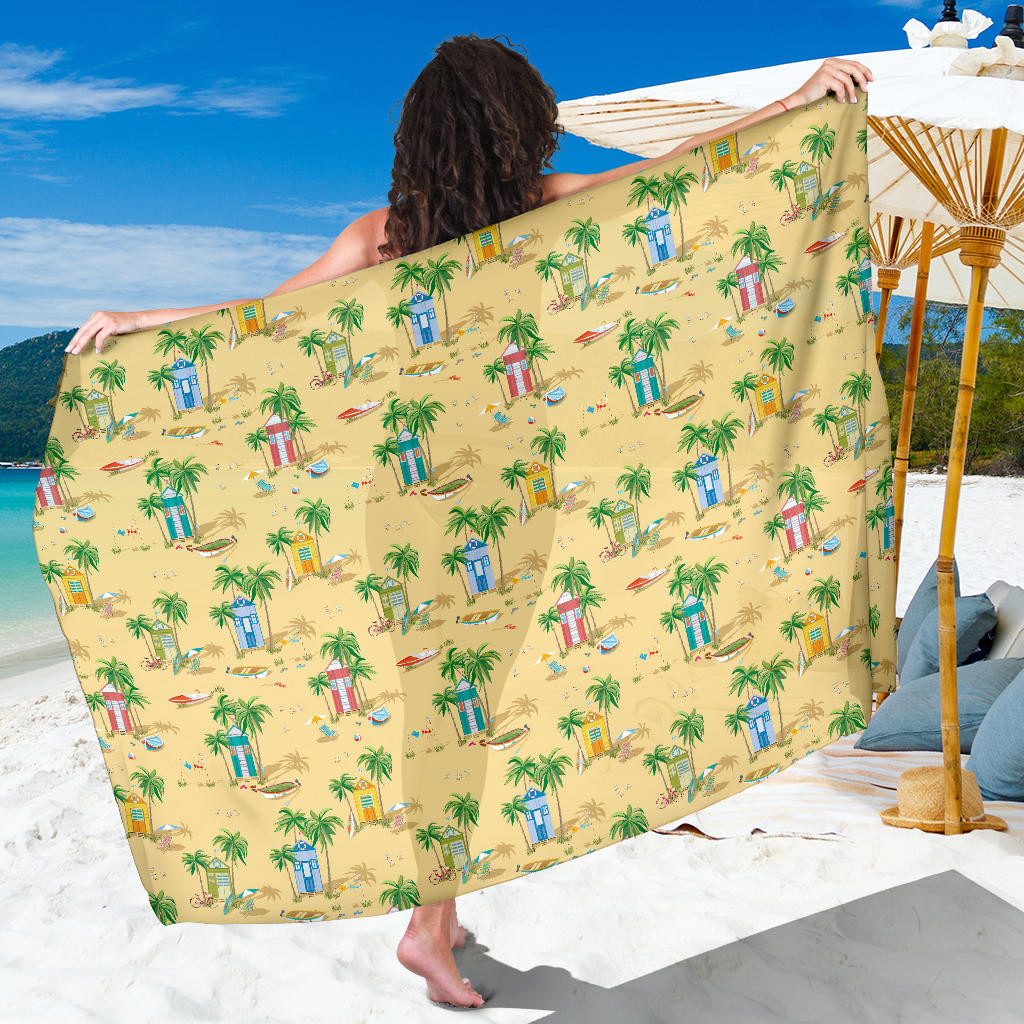 Beach Themed Pattern Print Sarong Cover Up Beach Themed Pareo Wrap Skirt Dress