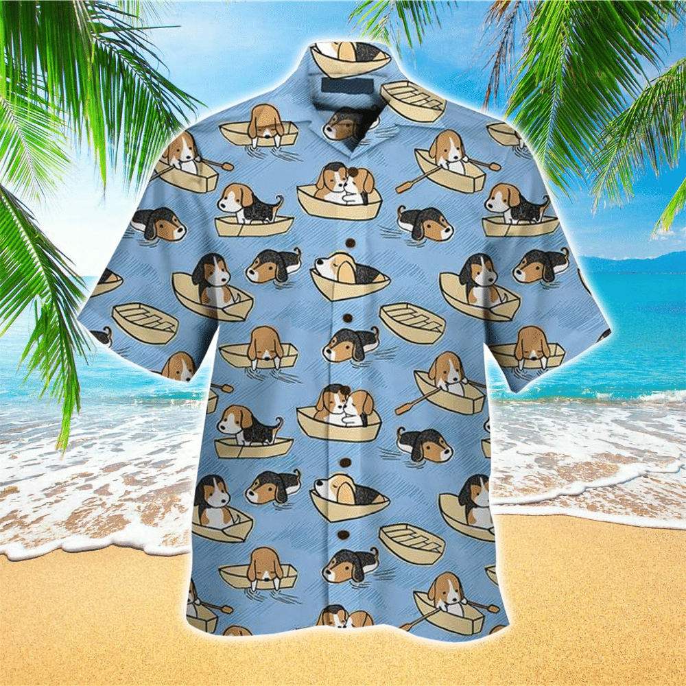Beagle Apparel Beagle Hawaiian Button Up Shirt for Men and Women