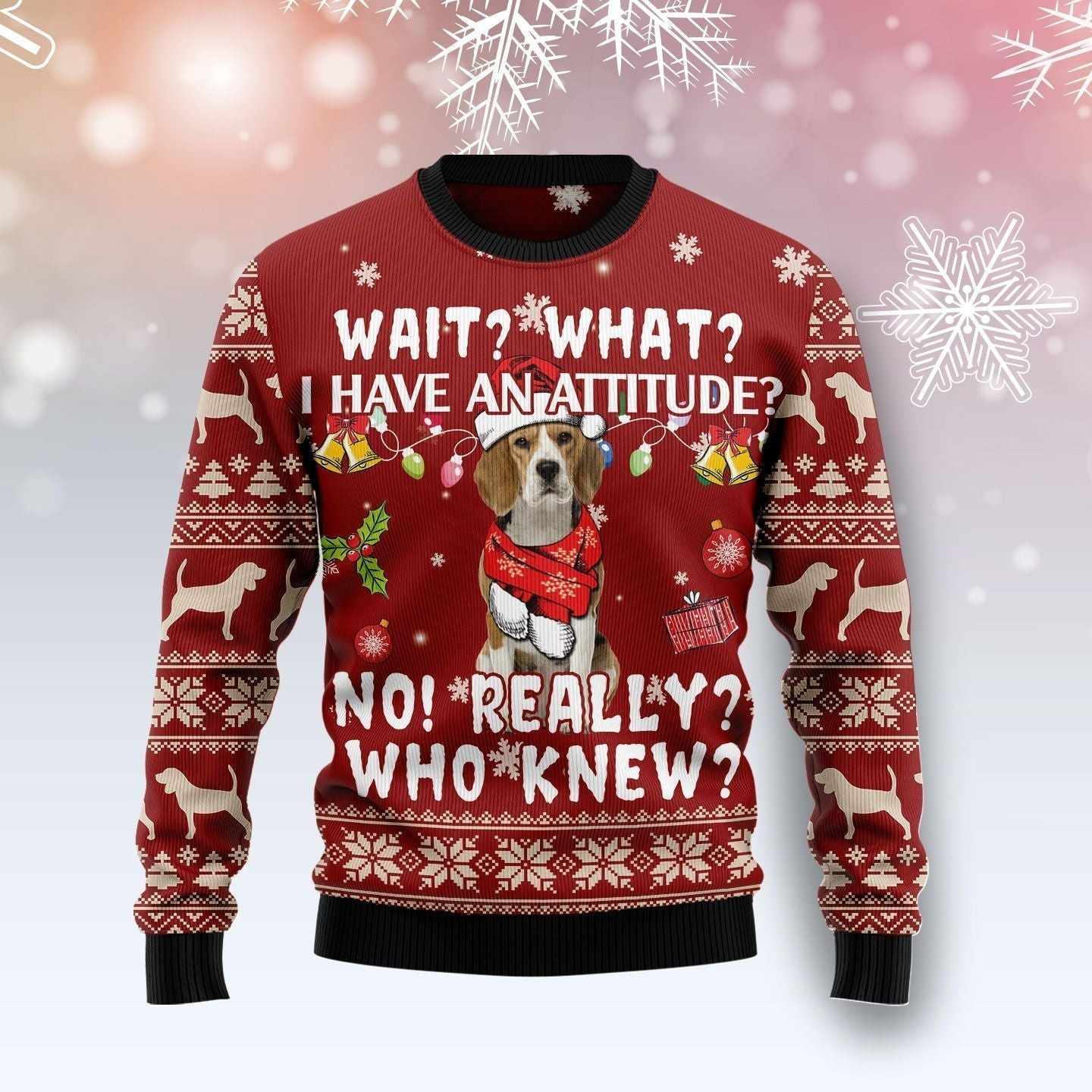 Beagle Attitude Ugly Christmas Sweater Ugly Sweater For Men Women, Holiday Sweater