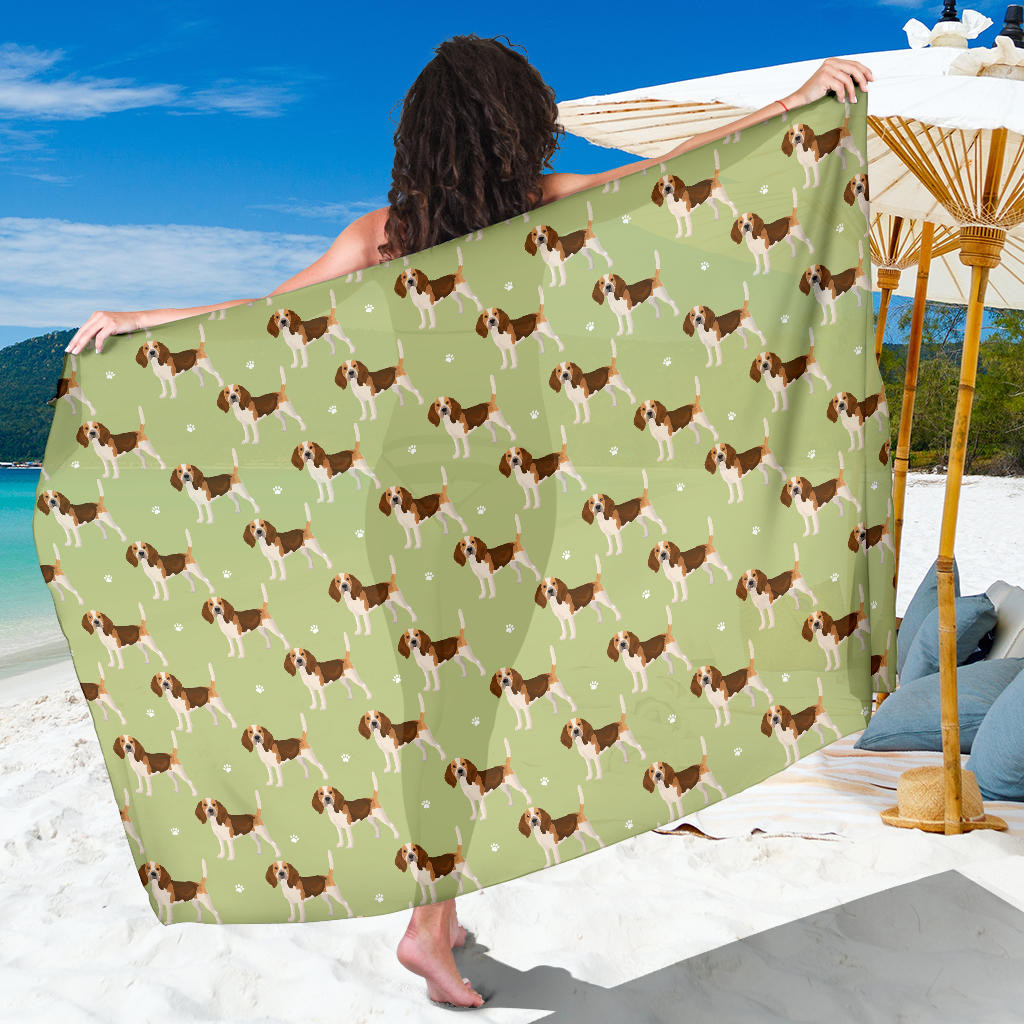 Beagle Pattern Print Sarong Cover Up Beagle Pareo Wrap Skirt Dress