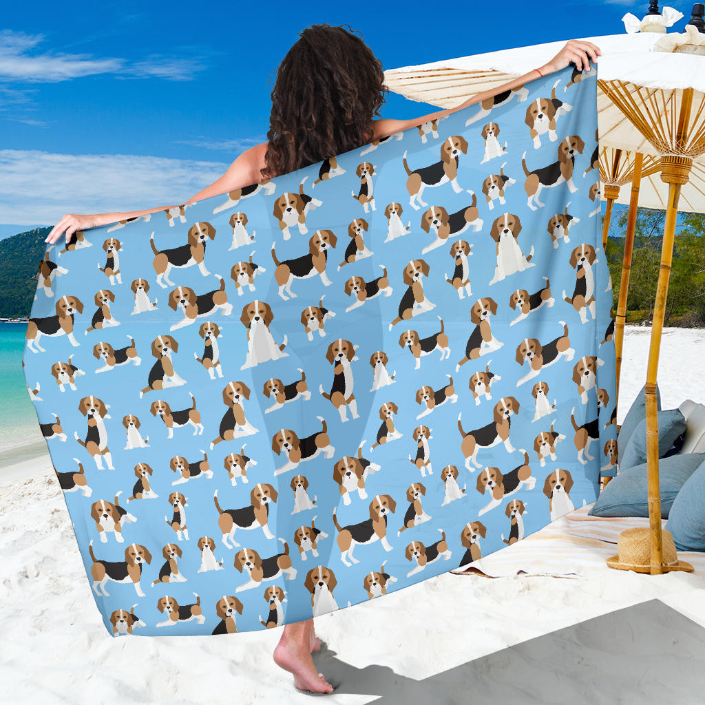 Beagle Pattern Print Sarong Cover Up Beagle Pareo Wrap Skirt Dress