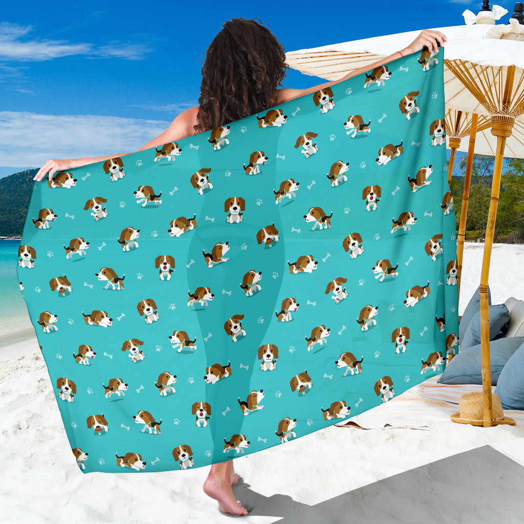 Beagle Pattern Print Sarong Cover Up Beagle Pareo Wrap Skirt Dress