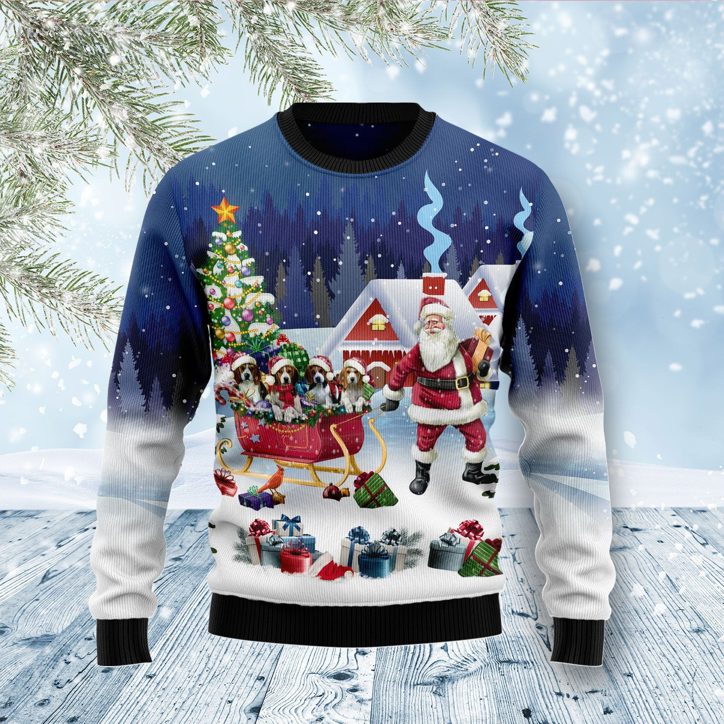 Beagle Santa Sled Ugly Christmas Sweater, Ugly Sweater For Men Women, Holiday Sweater