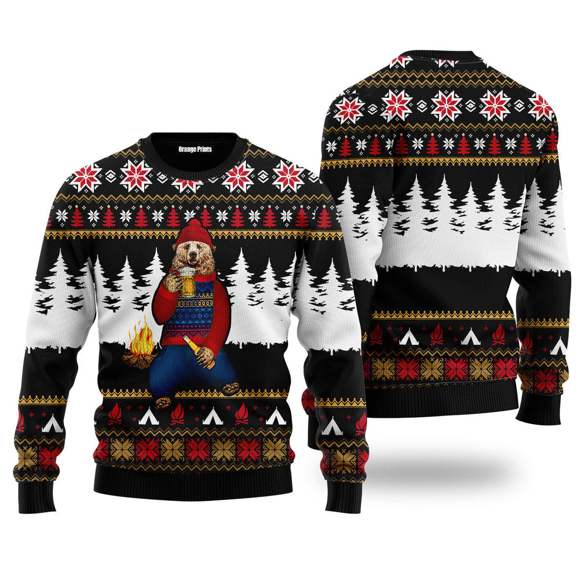 Bear Campfire Ugly Christmas Sweater Ugly Sweater For Men Women
