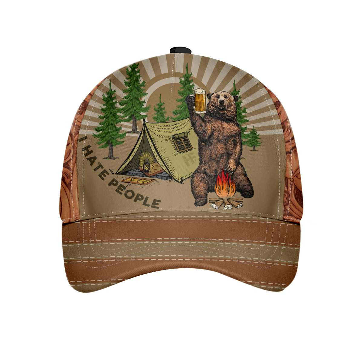 Bear Camping I Hate People Classic Cap Vintage Camping Baseball Cap  Gift For Camping Lovers