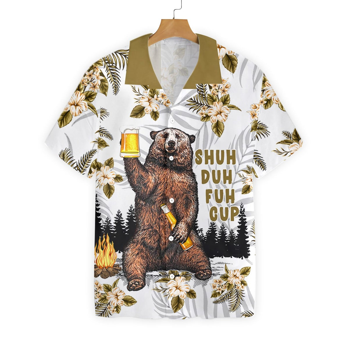 Bear Drinks Beer Hawaiian Shirt