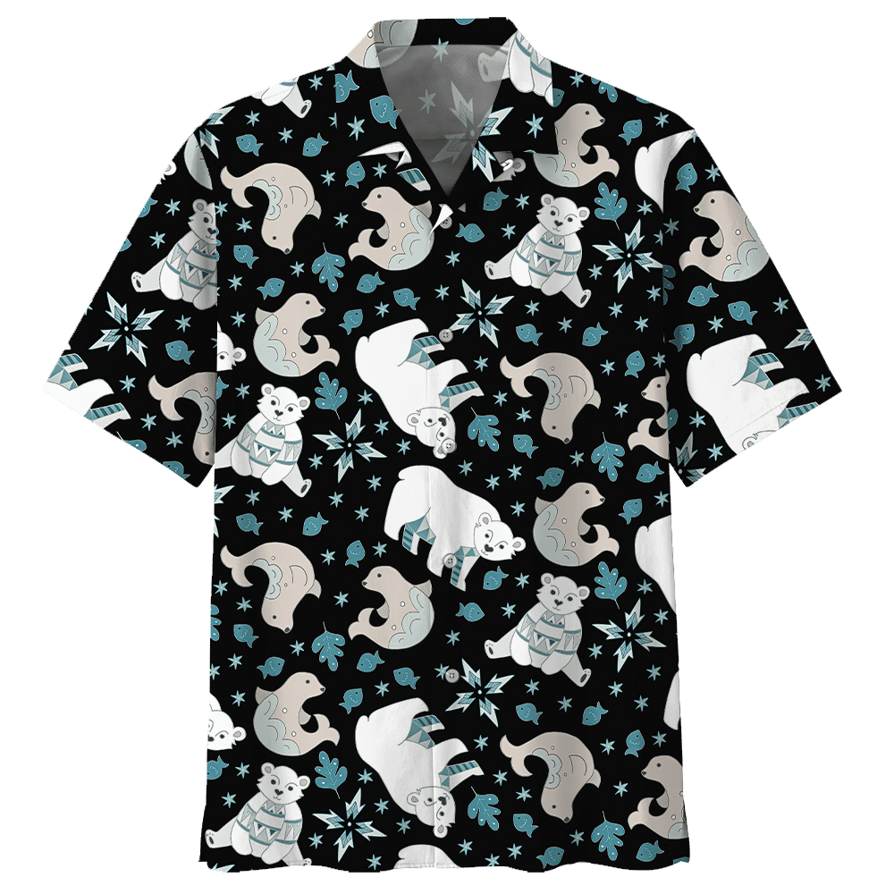 Bear Hawaiian Shirt Colorful Short Sleeve Summer Beach Casual Shirt For Men And Women