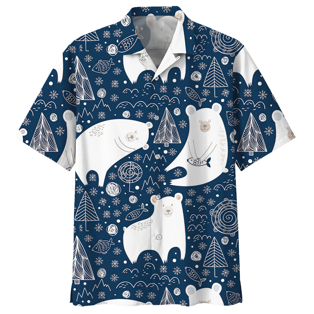 Bear Hawaiian Shirt Colorful Short Sleeve Summer Beach Casual Shirt For Men And Women