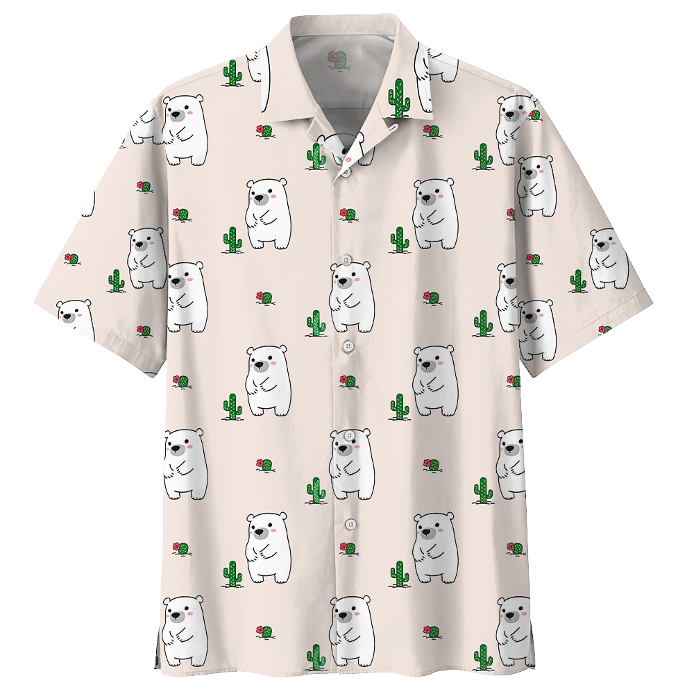 Bear Hawaiian Shirt Colorful Short Sleeve Summer Beach Casual Shirt For Men And Women