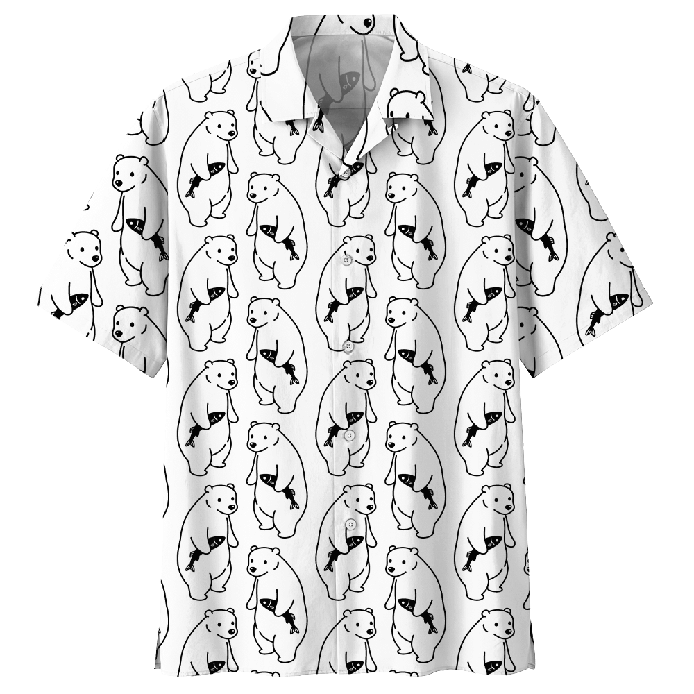 Bear Hawaiian Shirt Colorful Short Sleeve Summer Beach Casual Shirt For Men And Women