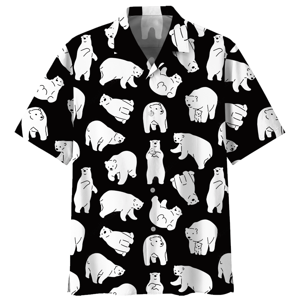 Bear Hawaiian Shirt Colorful Short Sleeve Summer Beach Casual Shirt For Men And Women