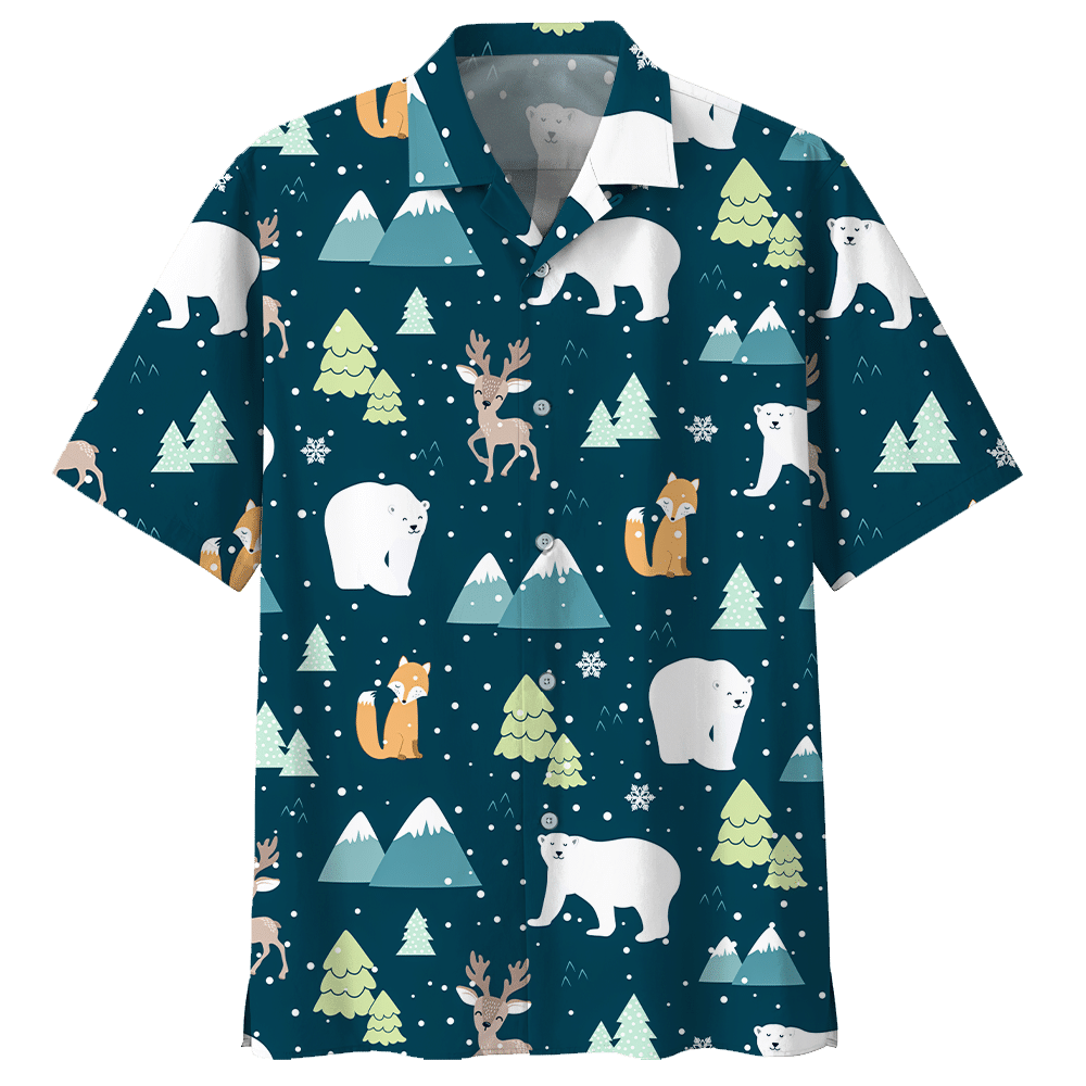 Bear Hawaiian Shirt Colorful Short Sleeve Summer Beach Casual Shirt For Men And Women