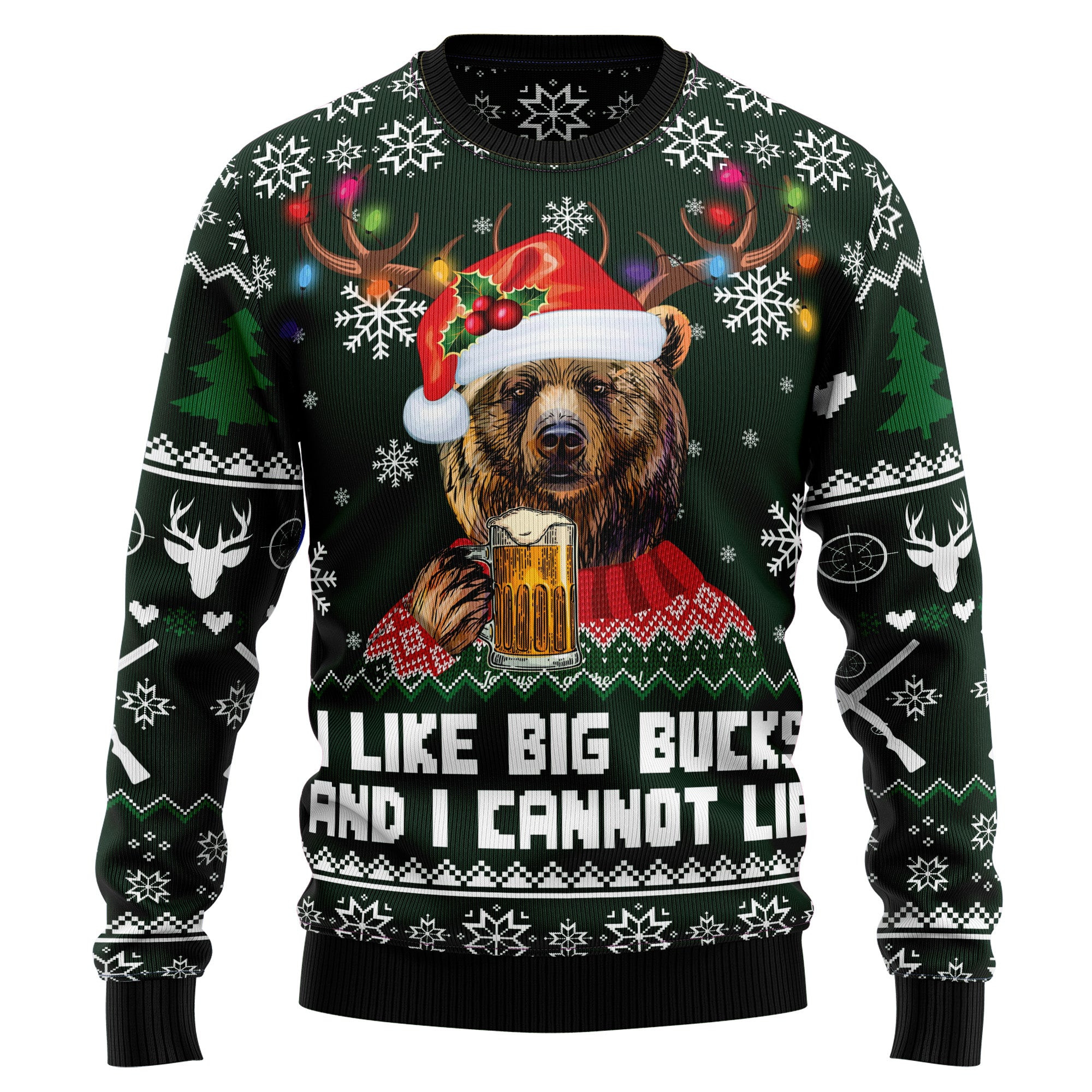 Bear Hunting and Beer Ugly Christmas Sweater, Ugly Sweater For Men Women, Holiday Sweater