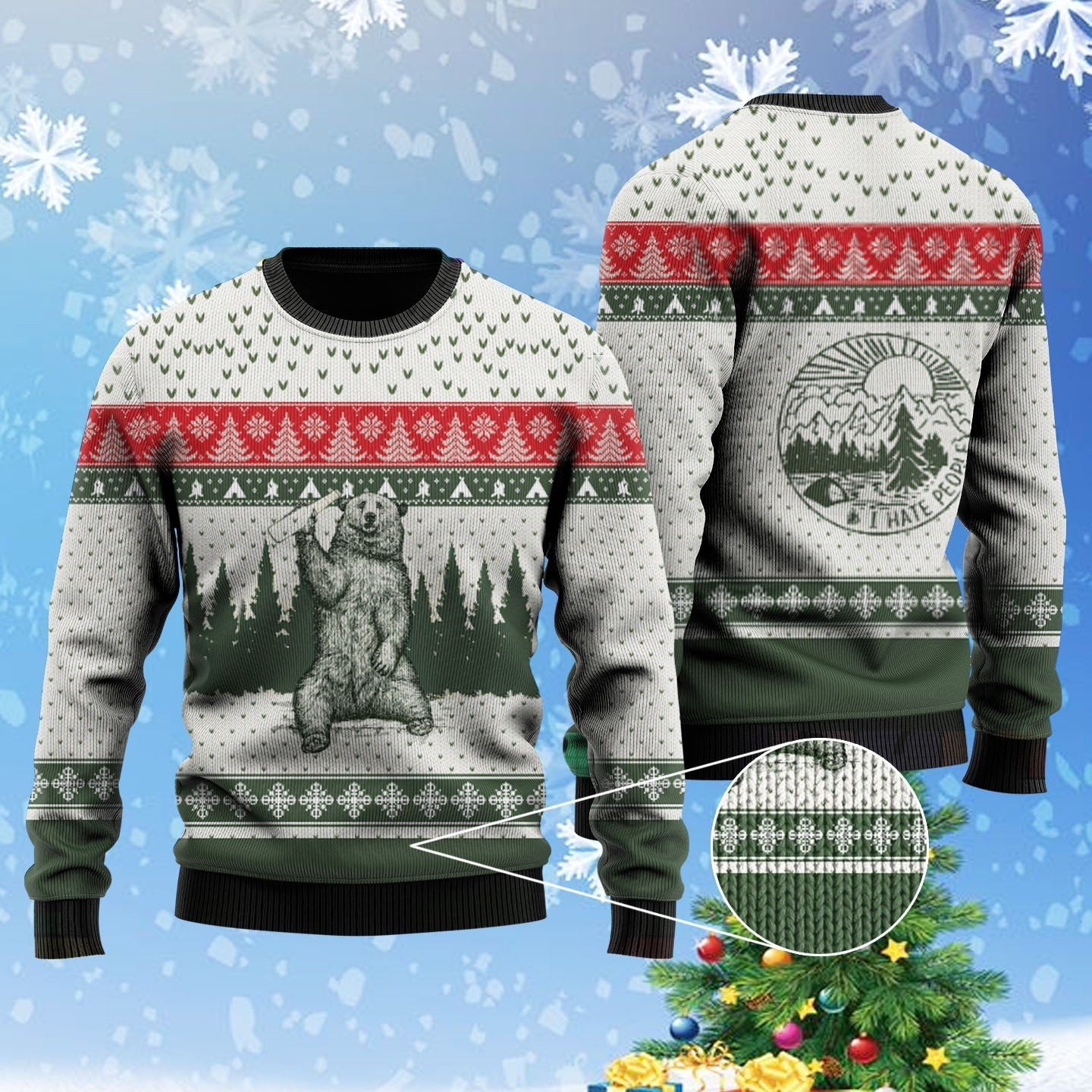 Bear I Hate People Ugly Christmas Sweater Ugly Sweater For Men Women