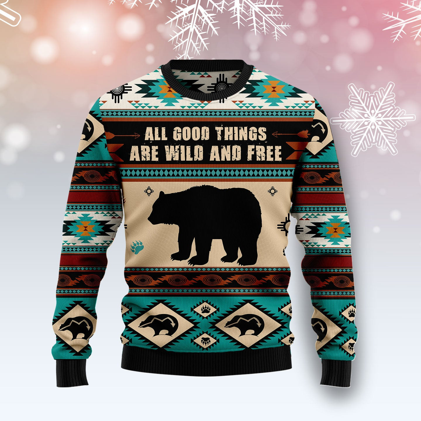 Bear Wild And Free Ugly Christmas Sweater, Ugly Sweater For Men Women, Holiday Sweater