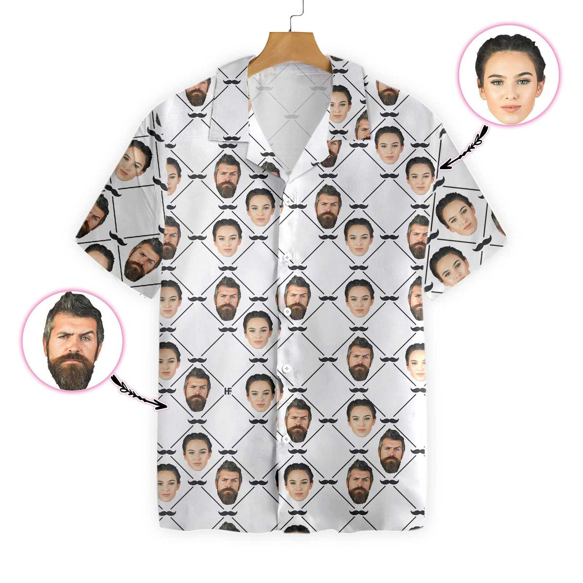 Beard Personalized Couples Face Custom Hawaiian Shirt