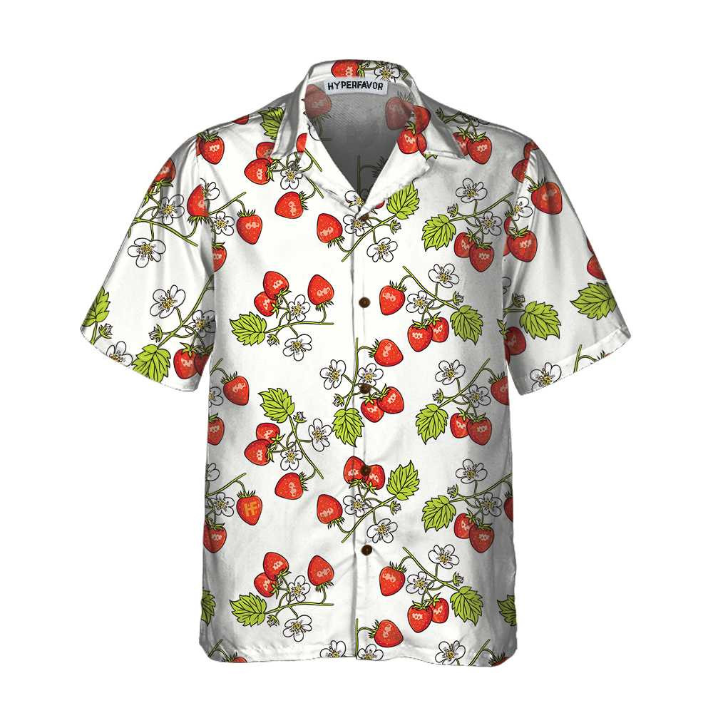 Beautiful Strawberry Seamless Pattern Hawaiian Shirt Strawberry Shirt For Men  Women Strawberry Print Shirt