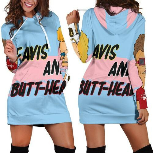 Beavis And Butt-head Hoodie Dress Sweater Dress Sweatshirt Dress 3d All Over Print For Women Hoodie