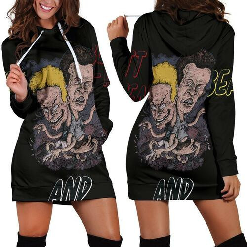 Beavis And Butt-head Hoodie Dress Sweater Dress Sweatshirt Dress 3d All Over Print For Women Hoodie