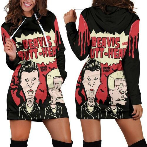 Beavis And Butt-head Hoodie Dress Sweater Dress Sweatshirt Dress 3d All Over Print For Women Hoodie