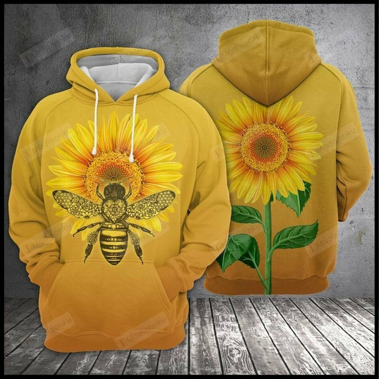 Bee Sunflower 3d All Over Print Hoodie, Zip-up Hoodie