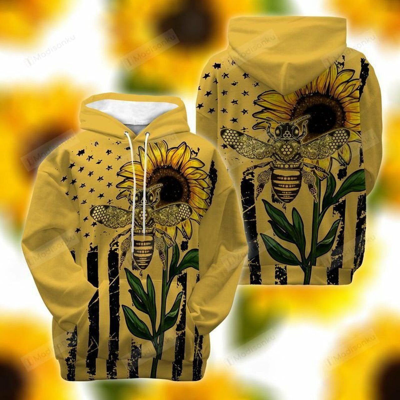 Bee Sunflower 3d All Over Print Hoodie, Zip-up Hoodie