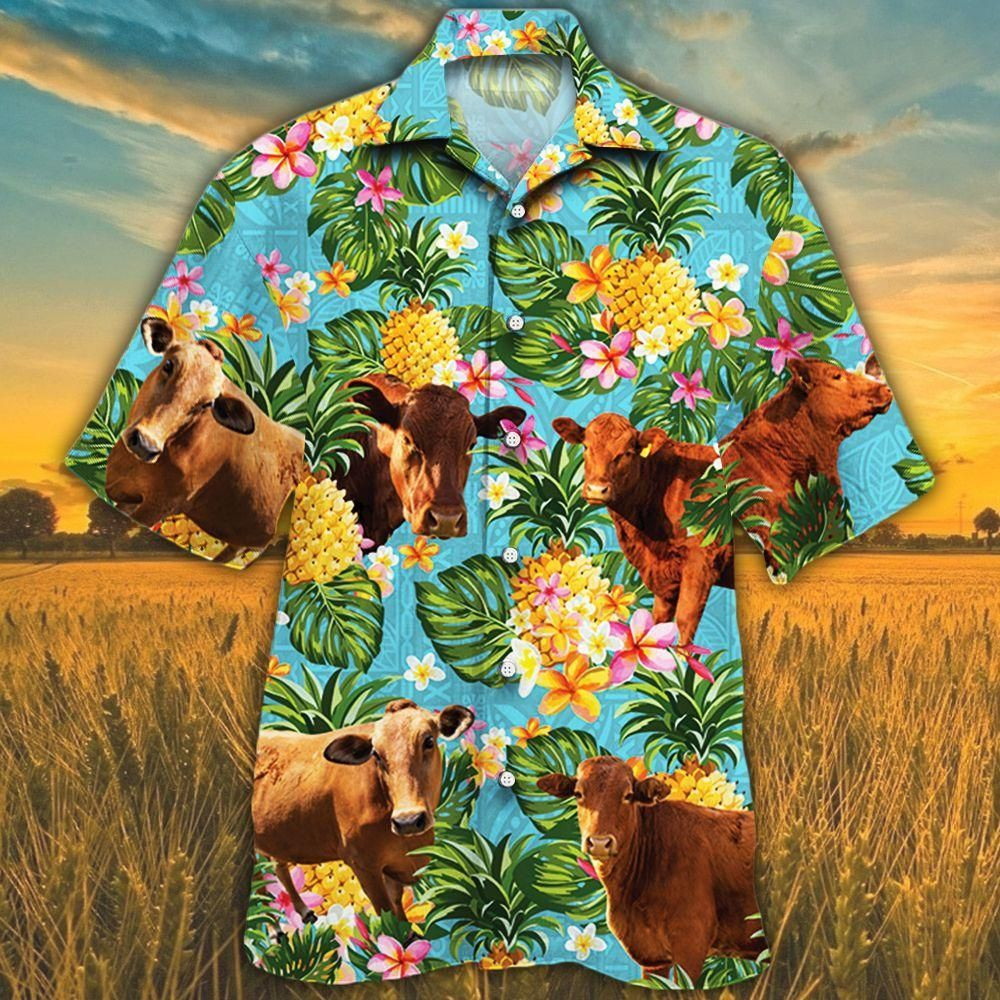 Beefmaster Cattle Lovers Pineapple Aloha Hawaiian Shirt Colorful Short Sleeve Summer Beach Casual Shirt For Men And Women