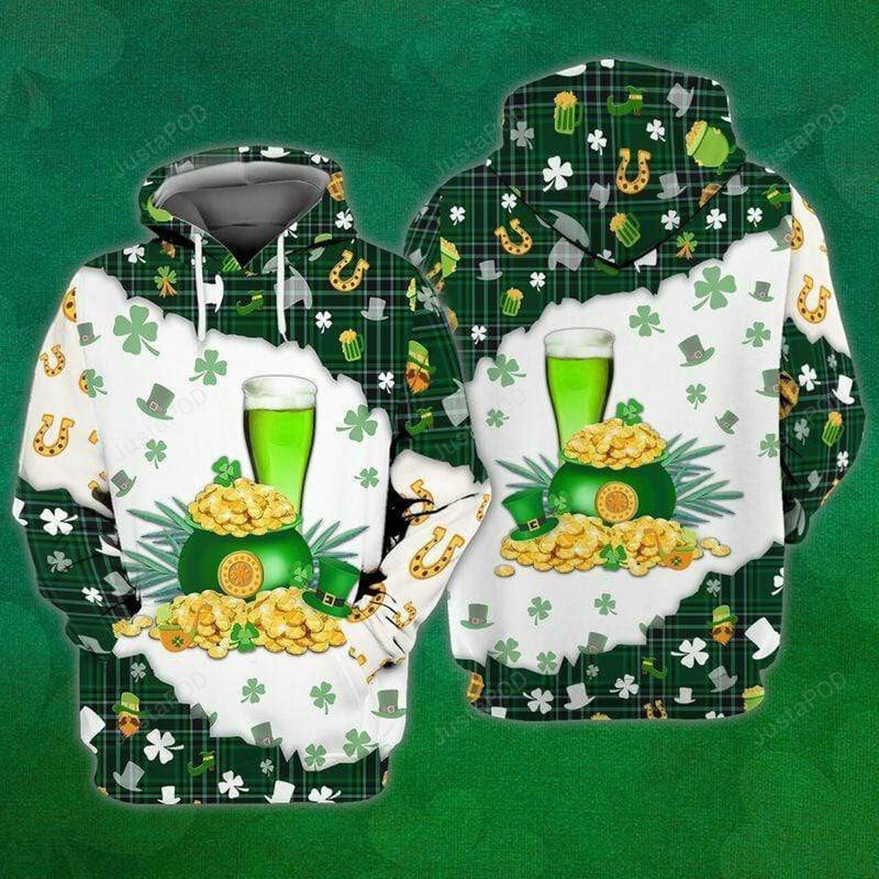Beer With Gold St Patrick 3d All Print Hoodie