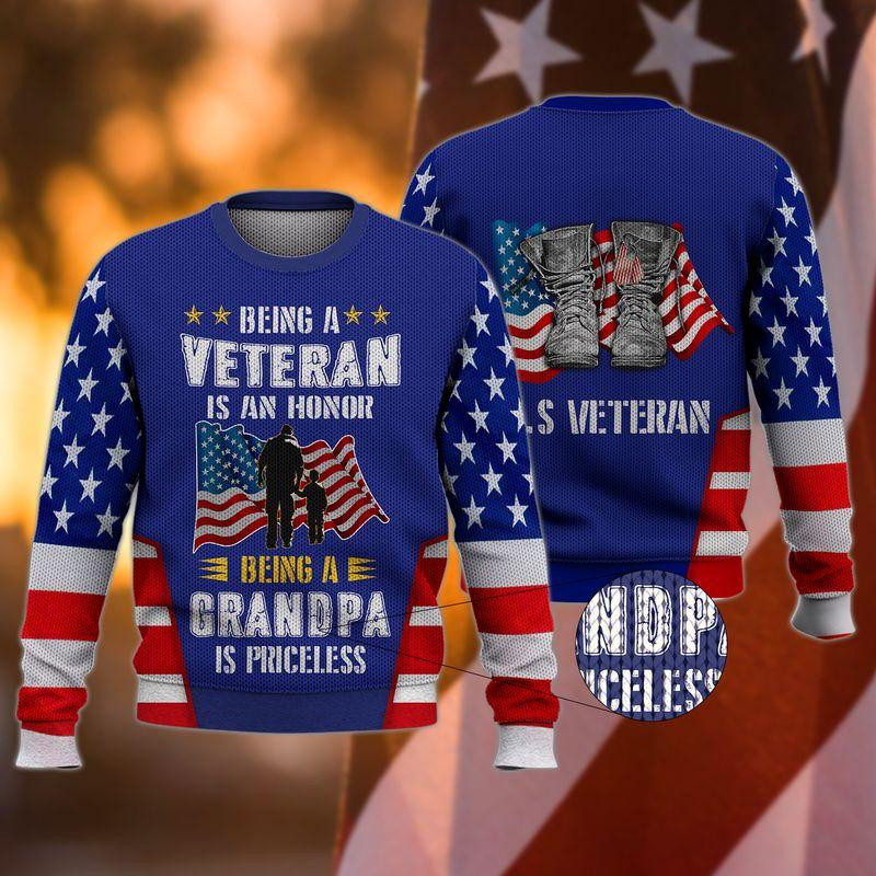 Being A Veteran Is An Honor Ugly Christmas Sweater Ugly Sweater For Men Women