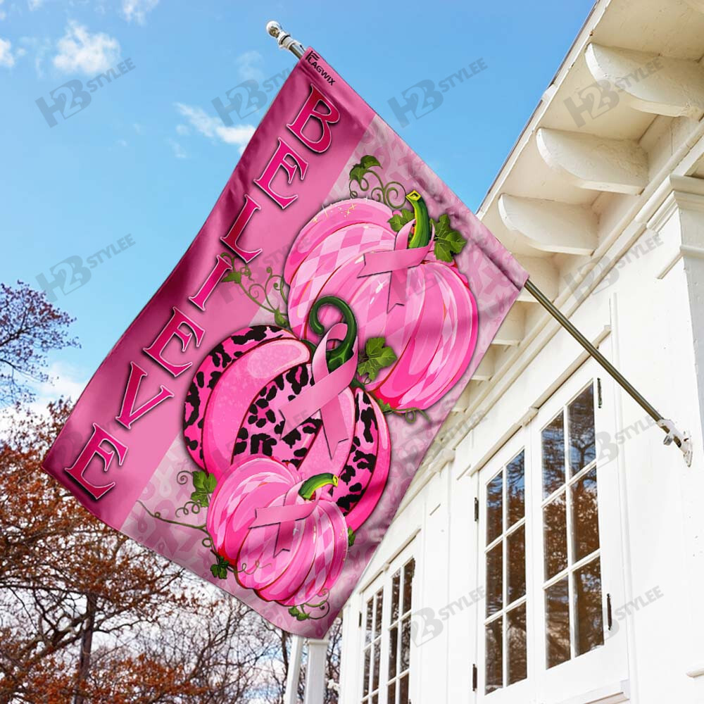 Believe  Breast Cancer Awareness Flag Garden Flag House Flag