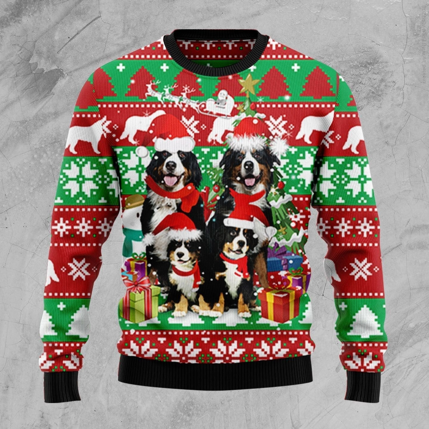 Bernese Mountain Dog Family Ugly Christmas Sweater Ugly Sweater For Men Women