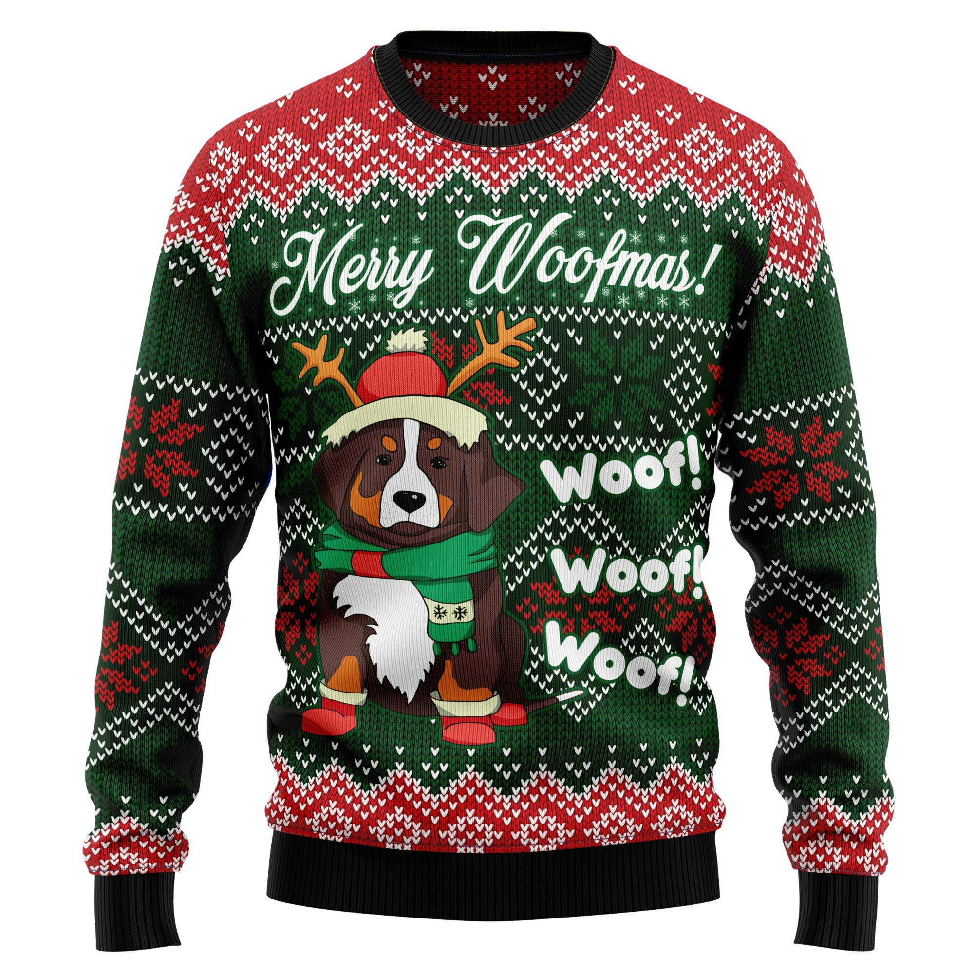 Bernese Mountain Dog Woofmas Ugly Christmas Sweater