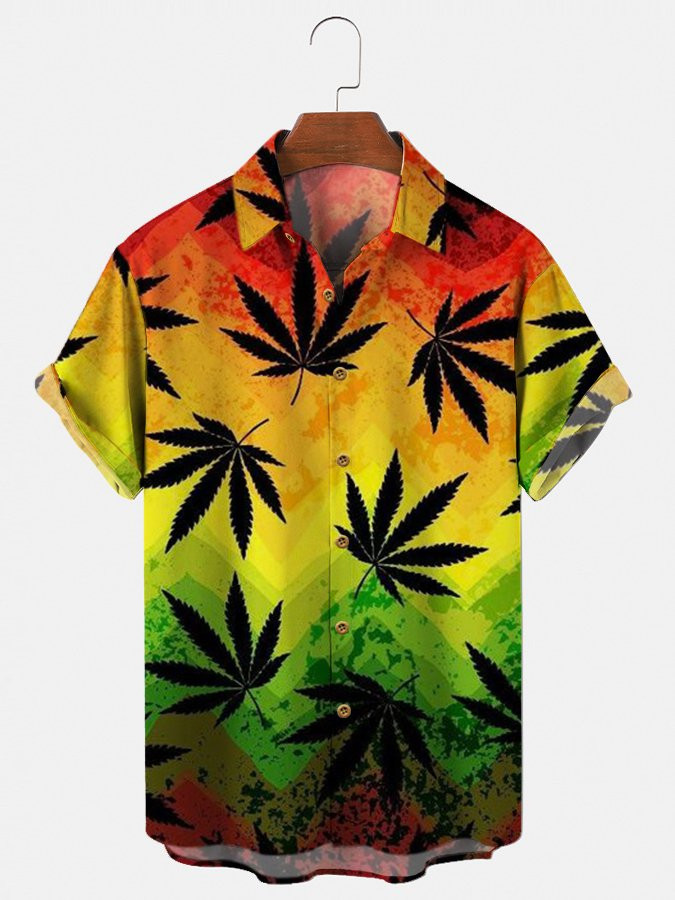 Best Buds Printed Geometric Casual Cotton-Blend Shirts Hawaiian Shirt for Men Women