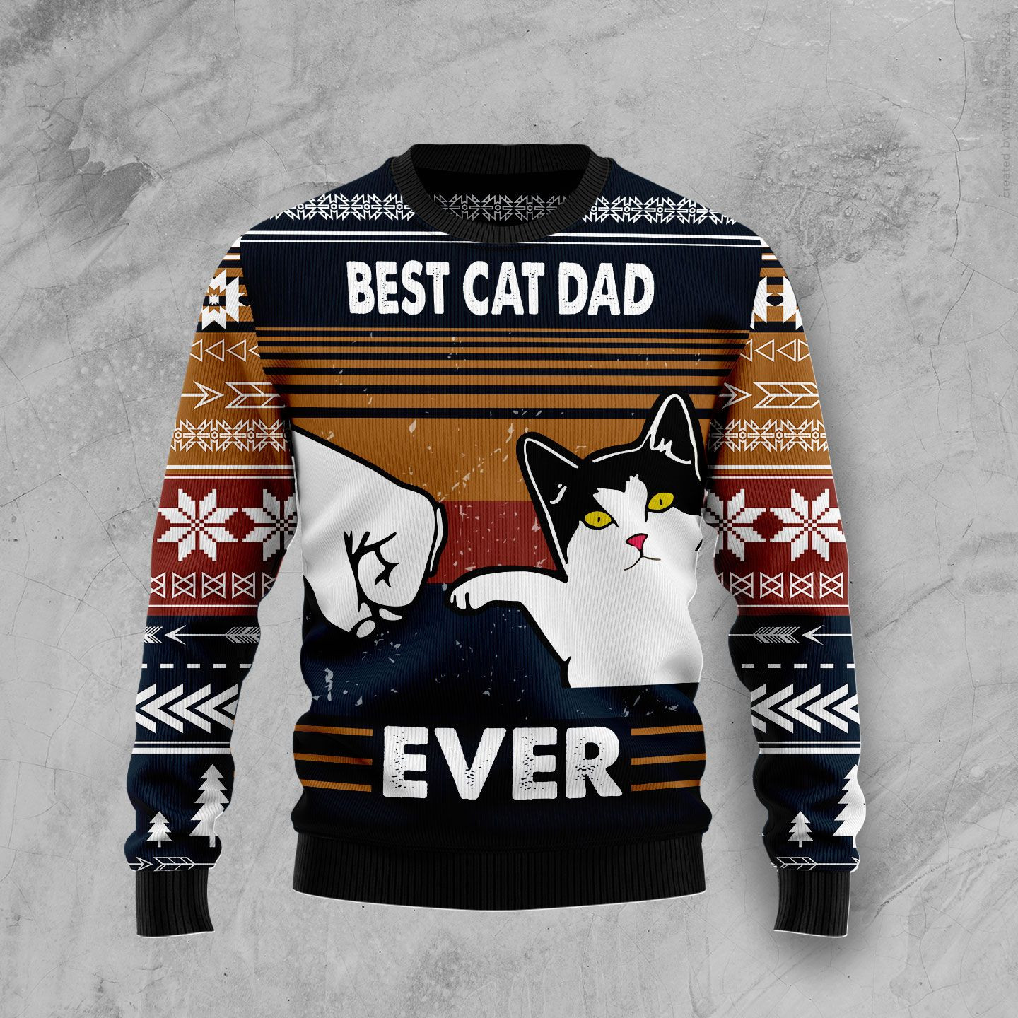 Best Cat Dad Ever Ugly Christmas Sweater, Ugly Sweater For Men Women, Holiday Sweater