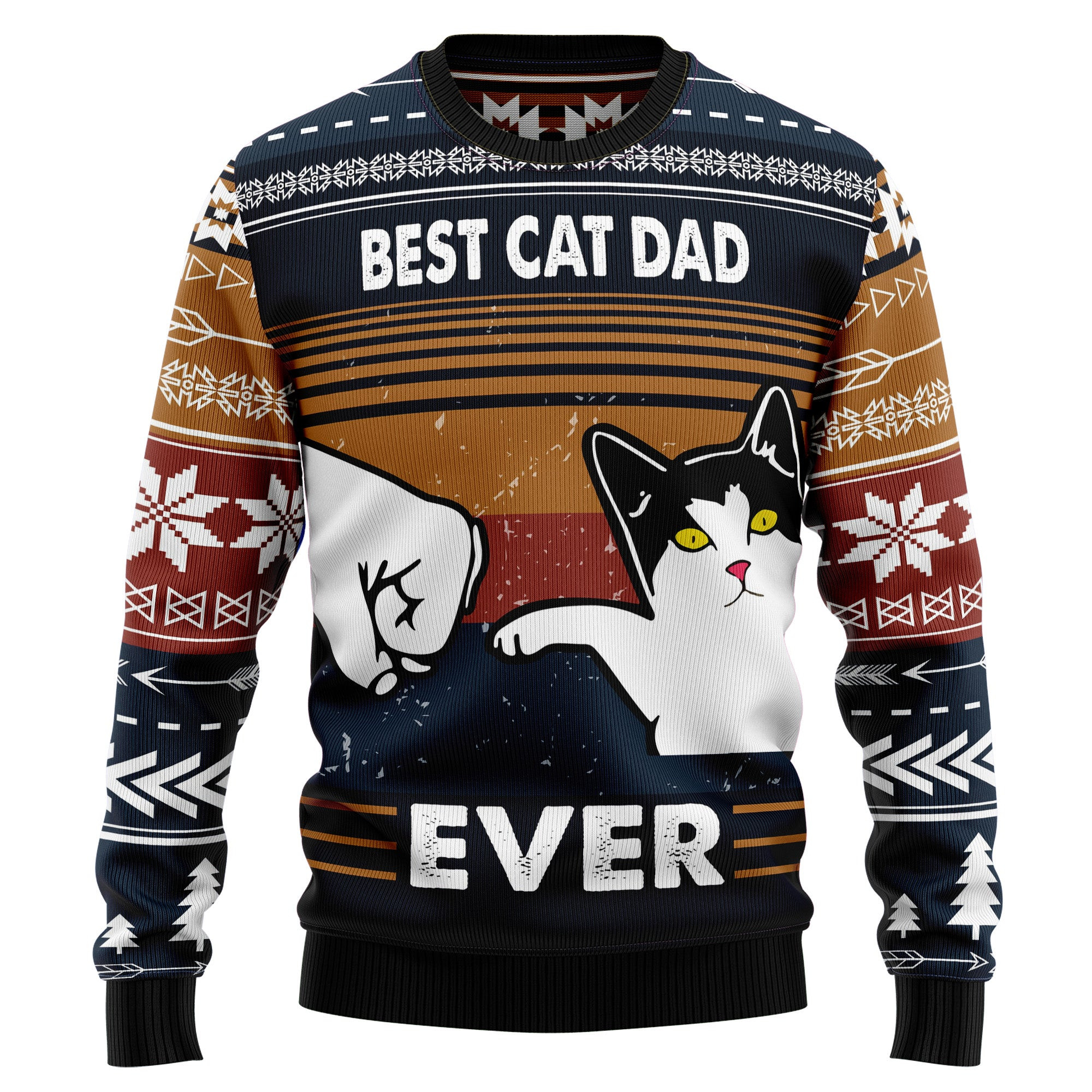 Best Cat Dad Ever Ugly Christmas Sweater