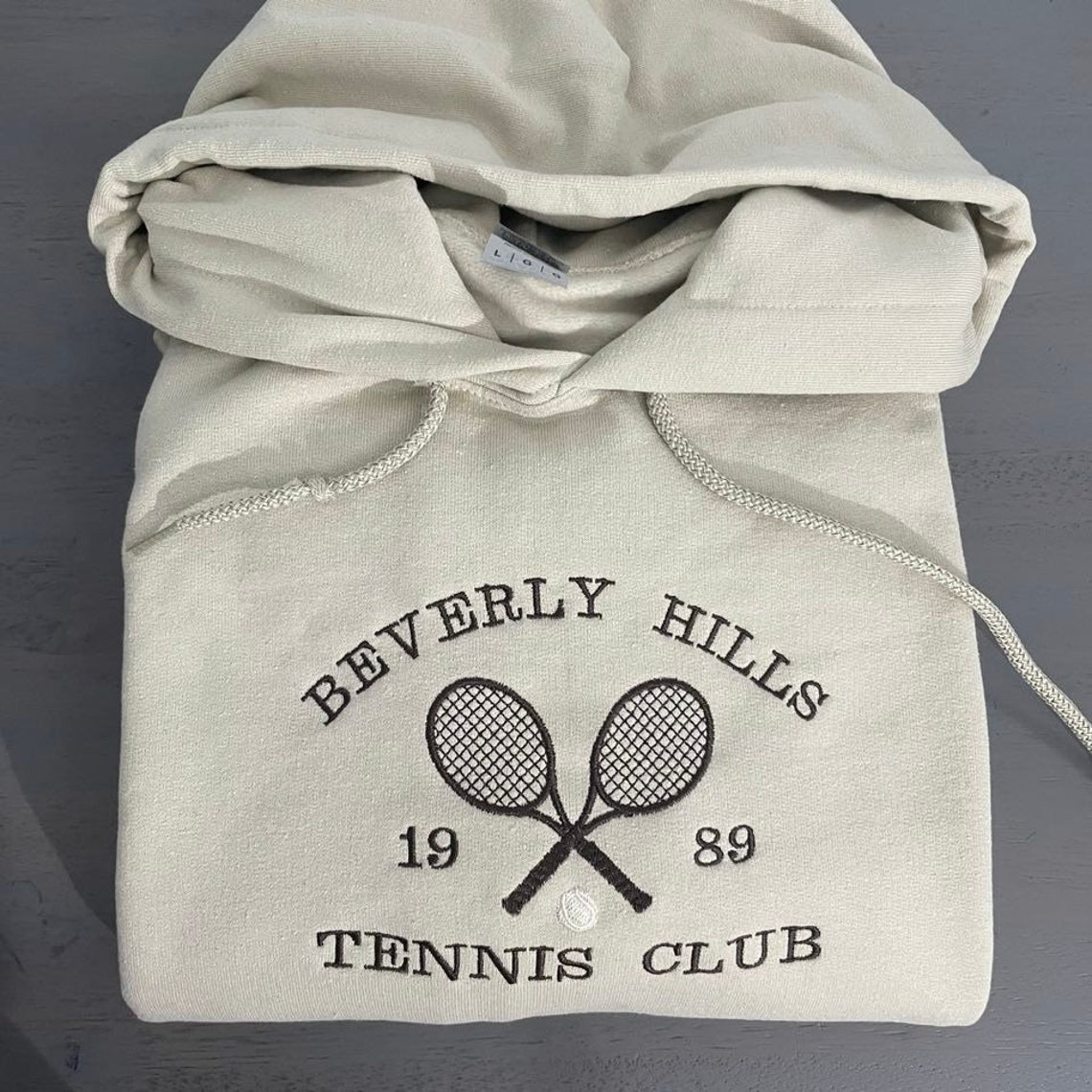 Beverly Hills Hoodie Tennis Club Athletics Hoodie Custom Embroidery Design Vintage Style Athletic Hoodie