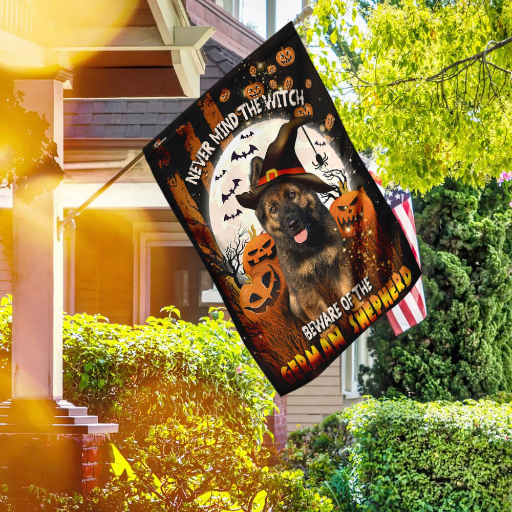 Beware of The German Shepherd Halloween Flag Halloween Outdoor Decor Fall Yard House Decoration