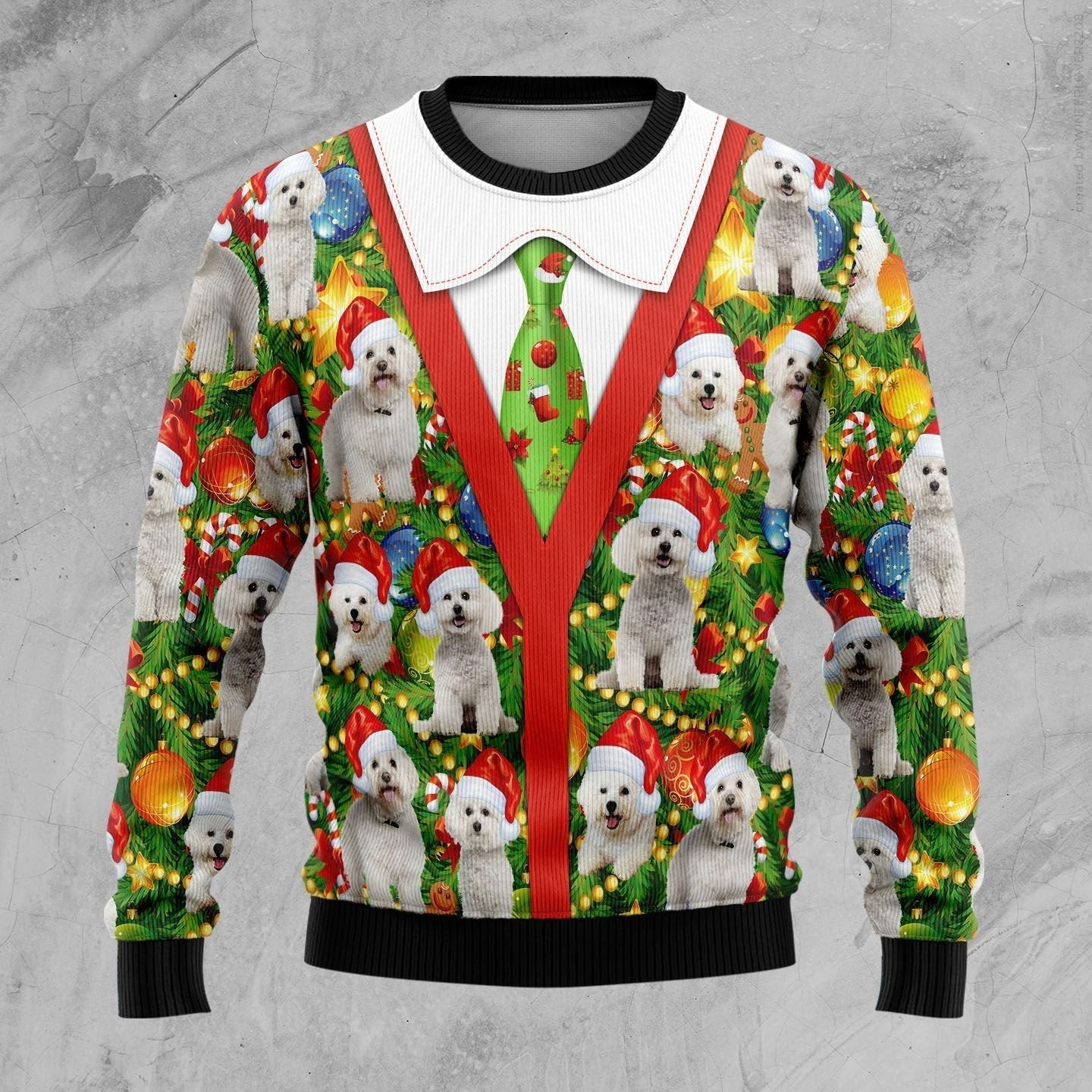 Bichon Xmas Pine Ugly Christmas Sweater Ugly Sweater For Men Women