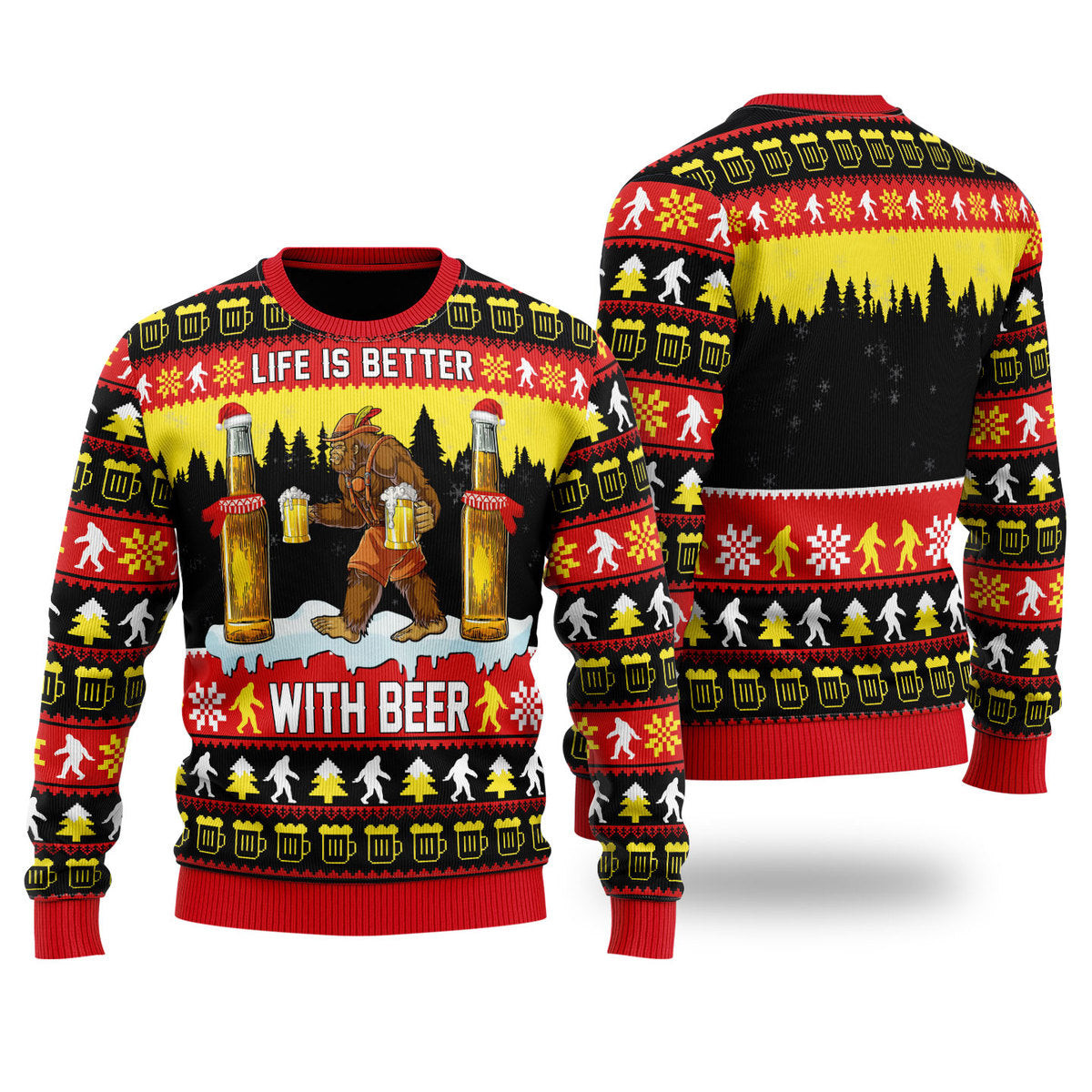 Bigfoot Christmas Is Better With Beer Ugly Christmas Sweater Ugly Sweater For Men Women, Holiday Sweater