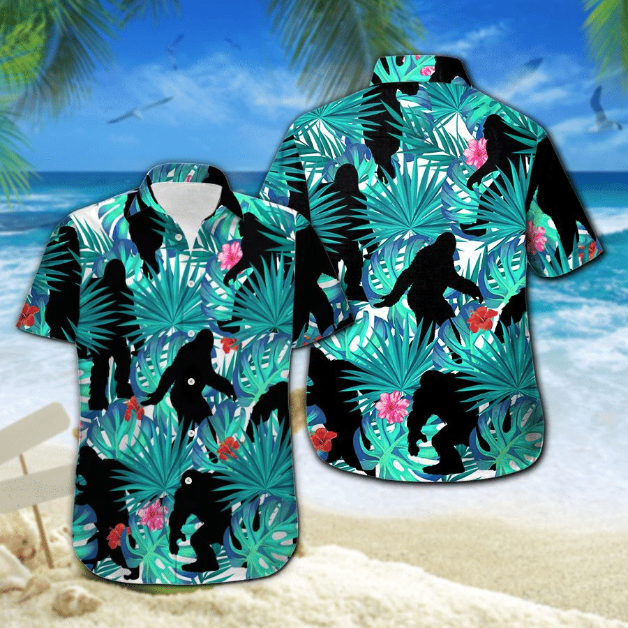 Bigfoot Hawaiian Shirt Bigfoot Button Up Shirt Beach Shirt For Men and Women