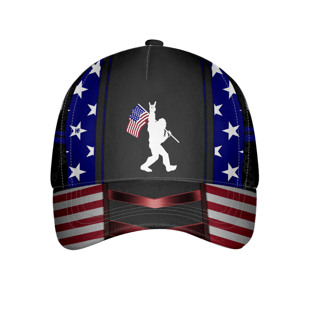 Bigfoot Holding American Flag Classic Cap Cool Sasquatch Baseball Cap  Bigfoot Gift