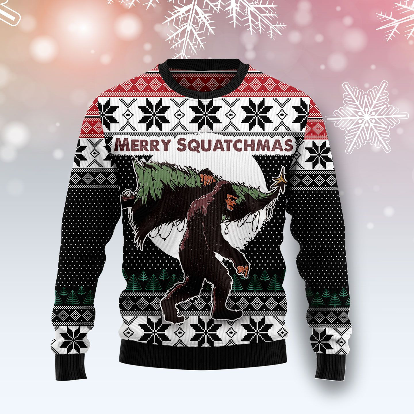 Bigfoot Squatchmas Ugly Christmas Sweater Ugly Sweater For Men Women
