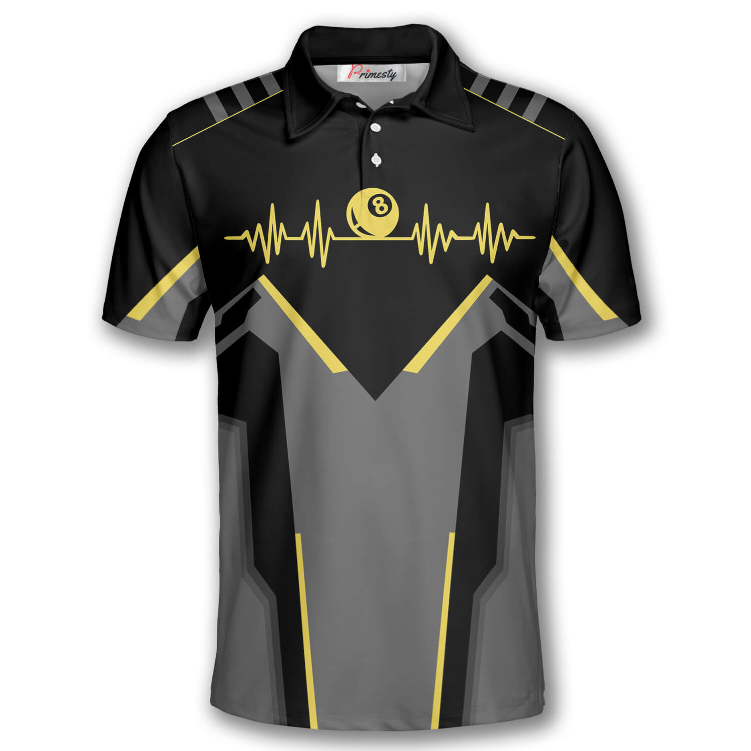 Billiard Heartbeat Pulse Line Billiard Shirts for Men Billiard Polo Shirt